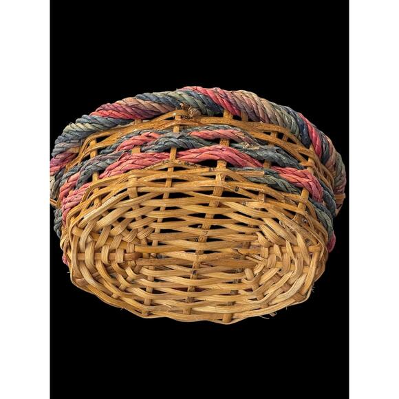 Oval Wicker Basket with Colorful Trim - Picture 4 of 5
